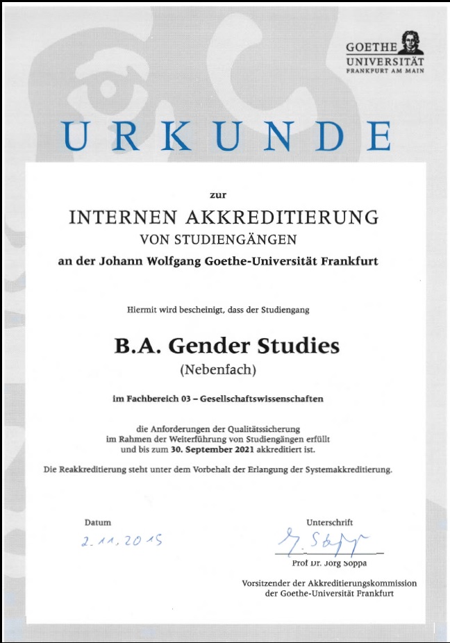 Goethe Universitat Bachelor Of Arts Gender Studies Nebenfach